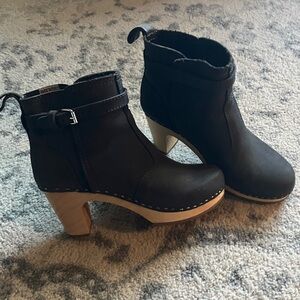 Swedish Hasbeens Black Heeled Boots